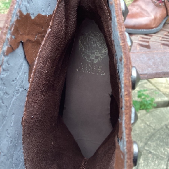 Vince Camuto Madalissa Leather Distressed Studded Almond Toe Ankle Booties - Picture 11 of 11